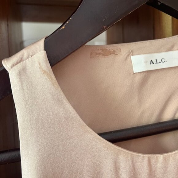 A.L.C. Jasper Sleeveless Open-Back Satin Blouse Silk Size 6 Blush Pink - Picture 5 of 5